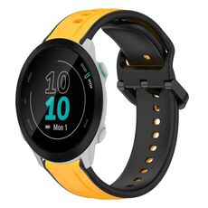 Per Garmin Forerunner 55 20mm Convex Loop Cinturino in silicone bicolore (giallo + nero)