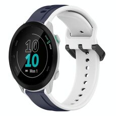 Per Garmin Forerunner 55 cinturino convesso da 20 mm in silicone bicolore (blu notte + bianco)