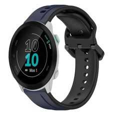 Per Garmin Forerunner 55 cinturino convesso da 20 mm in silicone bicolore (blu notte + nero)
