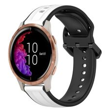 Per Garmin Venu 20mm Convex Loop cinturino in silicone bicolore (bianco + nero)