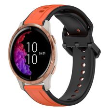 Per Garmin Venu 20mm Convex Loop cinturino in silicone bicolore (arancione + nero)