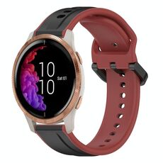 Per Garmin Venu 20mm Convex Loop cinturino in silicone bicolore (nero + rosso)