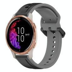 Per Garmin Venu 20mm Convex Loop cinturino in silicone bicolore (nero + grigio)
