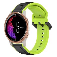 Per Garmin Venu 20mm Convex Loop cinturino in silicone bicolore (nero + lime)