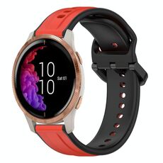 Per Garmin Venu 20mm Convex Loop cinturino in silicone bicolore (rosso + nero)