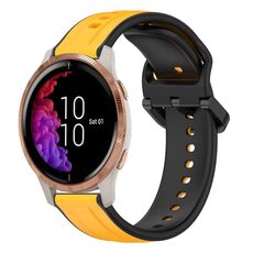 Per Garmin Venu 20mm Convex Loop cinturino in silicone bicolore (giallo + nero)