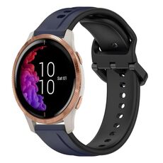 Per Garmin Venu 20mm Convex Loop cinturino in silicone bicolore (blu notte + nero)