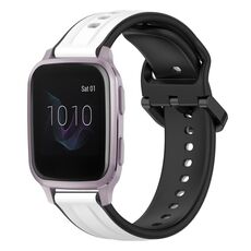 Per Garmin Venu SQ 20mm Convex Loop Cinturino in silicone bicolore (bianco + nero)