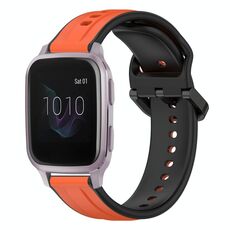Per Garmin Venu SQ 20mm Convex Loop cinturino in silicone bicolore (arancione + nero)