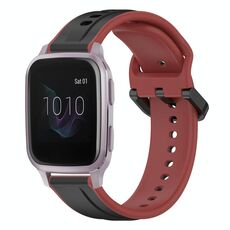 Per Garmin Venu SQ 20mm Convex Loop Cinturino in silicone bicolore (nero + rosso)