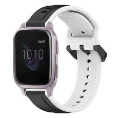Per Garmin Venu SQ 20mm Convex Loop Cinturino in silicone bicolore (nero + bianco)