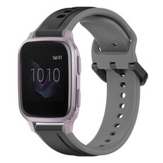 Per Garmin Venu SQ 20mm Convex Loop Cinturino in silicone bicolore (nero + grigio)