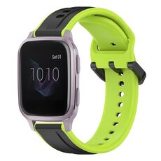 Per Garmin Venu SQ 20mm Convex Loop cinturino in silicone bicolore (nero + lime)