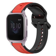 Per Garmin Venu SQ 20mm Convex Loop cinturino in silicone bicolore (rosso + nero)