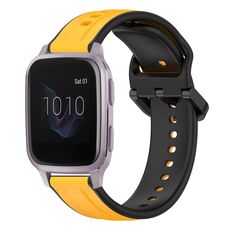 Per Garmin Venu SQ 20mm Convex Loop Cinturino in silicone bicolore (giallo + nero)