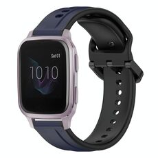 Per Garmin Venu SQ 20mm Convex Loop cinturino in silicone bicolore (blu notte + nero)