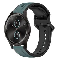 Per Garmin VivoMove Style 20mm Convex Loop Cinturino in silicone bicolore (verde oliva + nero)