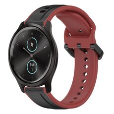 Per Garmin VivoMove Style 20mm Convex Loop Cinturino in silicone bicolore (nero + rosso)