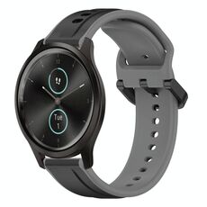 Per Garmin VivoMove Style 20mm Convex Loop Cinturino in silicone bicolore (nero + grigio)