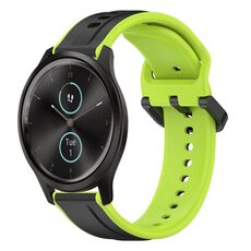 Per Garmin VivoMove Style 20mm Convex Loop Cinturino in silicone bicolore (nero + lime)