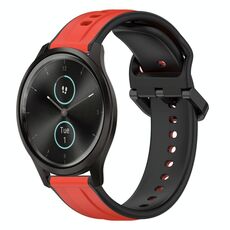 Per Garmin VivoMove Style 20mm Convex Loop Cinturino in silicone bicolore (rosso + nero)