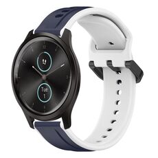 Per Garmin VivoMove Style 20mm Convex Loop Cinturino in silicone bicolore (blu notte + bianco)