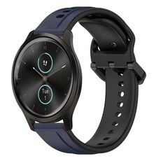 Per Garmin VivoMove Style 20mm Convex Loop Cinturino in silicone bicolore (blu notte + nero)