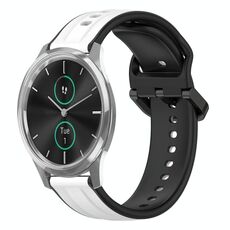 Per Garmin VivoMove Luxe 20mm Convex Loop Cinturino in silicone bicolore (bianco + nero)