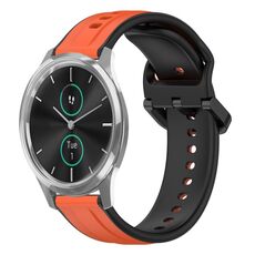 Per Garmin VivoMove Luxe 20mm Convex Loop Cinturino in silicone bicolore (arancione + nero)