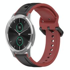 Per Garmin VivoMove Luxe 20mm Convex Loop Cinturino in silicone bicolore (nero + rosso)