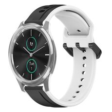 Per Garmin VivoMove Luxe 20mm Convex Loop Cinturino in silicone bicolore (nero + bianco)