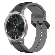 Per Garmin VivoMove Luxe 20mm Convex Loop Cinturino in silicone bicolore (nero + grigio)