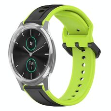 Per Garmin VivoMove Luxe 20mm Convex Loop Cinturino in silicone bicolore (nero + lime)