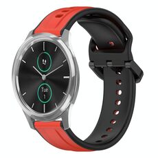 Per Garmin VivoMove Luxe 20mm Convex Loop Cinturino in silicone bicolore (rosso + nero)
