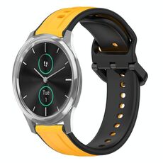 Per Garmin VivoMove Luxe 20mm Convex Loop Cinturino in silicone bicolore (giallo + nero)
