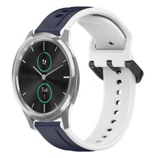 Per Garmin VivoMove Luxe 20mm Convex Loop Cinturino in silicone bicolore (blu notte + bianco)