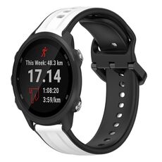 Per Garmin Forerunner 245 20mm Convex Loop Cinturino in silicone bicolore (bianco + nero)