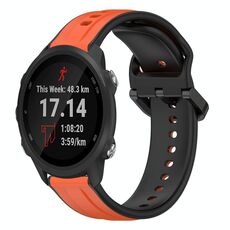 Per Garmin Forerunner 245 20mm Convex Loop Cinturino in silicone bicolore (arancione + nero)