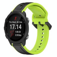 Per Garmin Forerunner 245 20mm Convex Loop Cinturino in silicone bicolore (nero + lime)