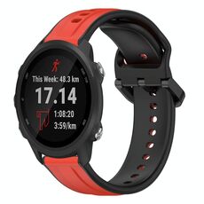 Per Garmin Forerunner 245 20mm Convex Loop Cinturino in silicone bicolore (rosso + nero)