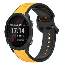 Per Garmin Forerunner 245 20mm Convex Loop Cinturino in silicone bicolore (giallo + nero)