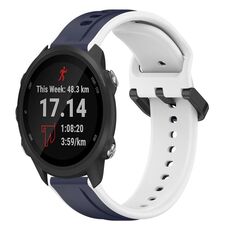 Per Garmin Forerunner 245 cinturino convesso da 20 mm in silicone bicolore (blu notte + bianco)