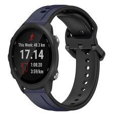 Per Garmin Forerunner 245 20mm Convex Loop Cinturino in silicone bicolore (blu notte + nero)
