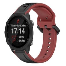 Per Garmin Forerunner 245 Music 20mm Convex Loop Cinturino in silicone bicolore (nero + rosso)