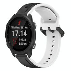 Per Garmin Forerunner 245 Music 20mm Convex Loop Cinturino in silicone bicolore (nero + bianco)