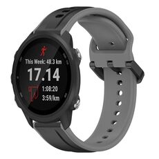 Per Garmin Forerunner 245 Music 20mm Convex Loop Cinturino in silicone bicolore (nero + grigio)