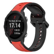 Per Garmin Forerunner 245 Music 20mm Convex Loop Cinturino in silicone bicolore (rosso + nero)