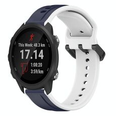 Per Garmin Forerunner 245 Music 20mm Convex Loop Cinturino in silicone bicolore (blu notte + bianco)