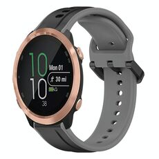 Per Garmin Forerunner 645 Cinturino in silicone bicolore con anello convesso da 20 mm (nero + grigio)