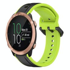 Per Garmin Forerunner 645 Cinturino in silicone bicolore con anello convesso da 20 mm (nero + lime)